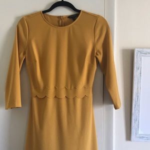Banana republic mustard fit and flare dress